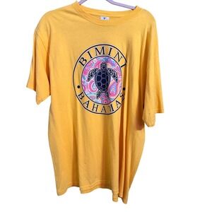 Bimini Bahamas Turtle‎ Graphic T Shirt Yellow XL Heavyweight Yazbek